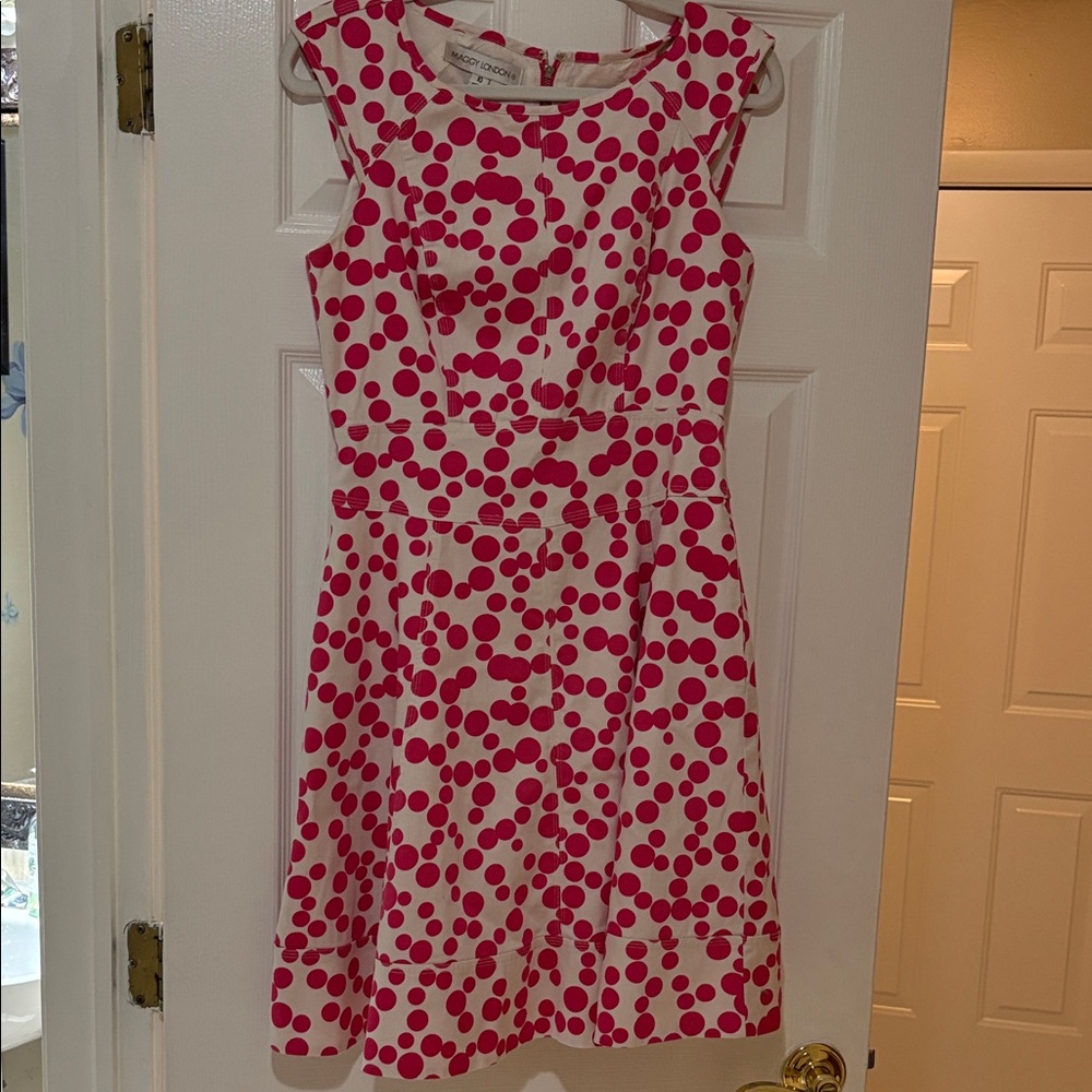 Maggy London Pink and White Polka Dot Mini Dress